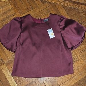 Primark Burgundy Puff Sleeve Top